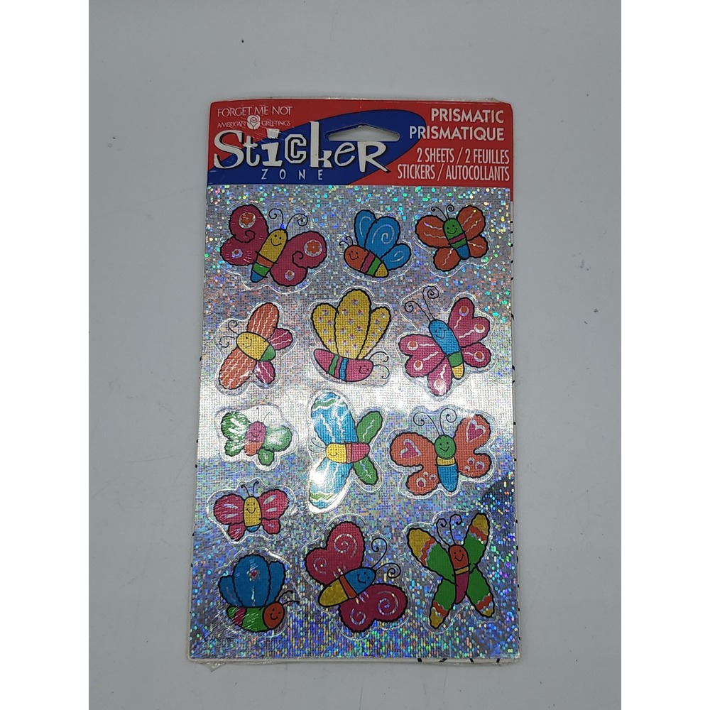 Vintage 90s American Greetings Sticker Zone Prismatic Butterfly Stickers 2 Sheet